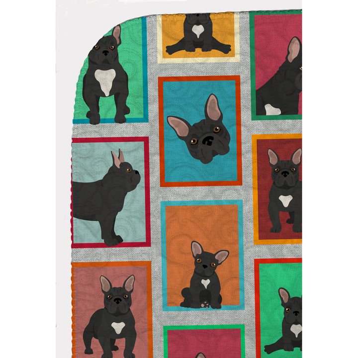 Lots of Black French Bulldog Quilted Blanket 50x60 Image 5