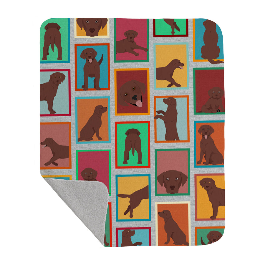 Lots of Chocolate Labrador Retriever Quilted Blanket 50x60 Image 1
