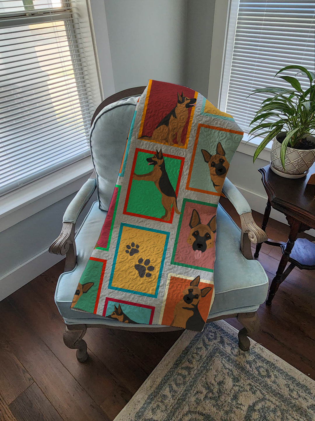 Lots of German Shepherd Quilted Blanket 50x60 Image 4