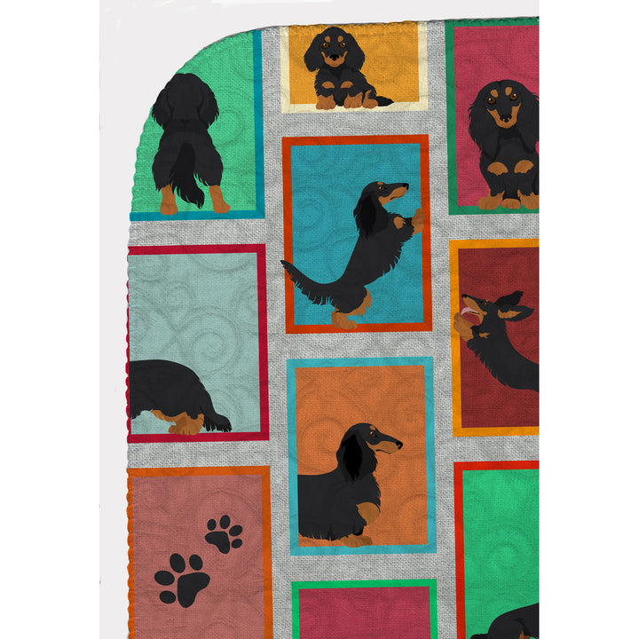 Lots of Longhaired Black Tan Dachshund Quilted Blanket 50x60 Image 5