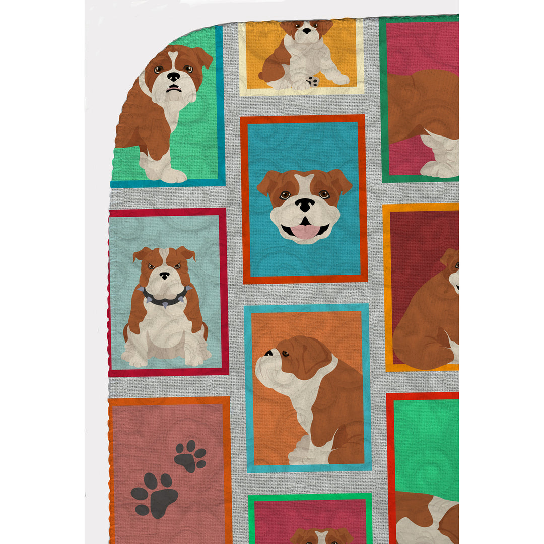 Lots of Red and White English Bulldog Quilted Blanket 50x60 Image 5