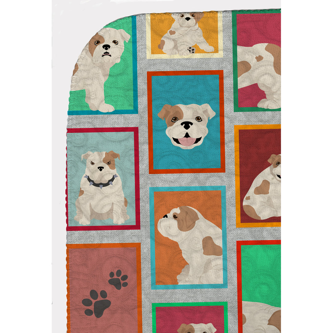 Lots of Piebald English Bulldog Quilted Blanket 50x60 Image 5