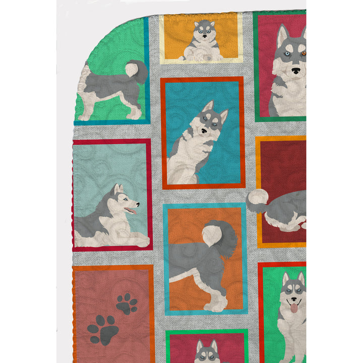 Lots of Grey Siberian Husky Quilted Blanket 50x60 Image 5