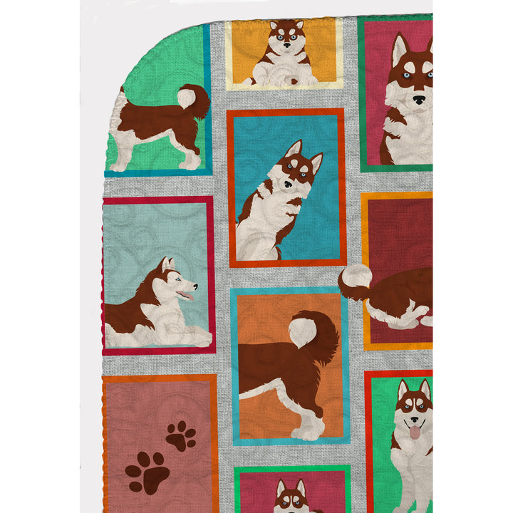 Lots of Red Siberian Husky Quilted Blanket 50x60 Image 5