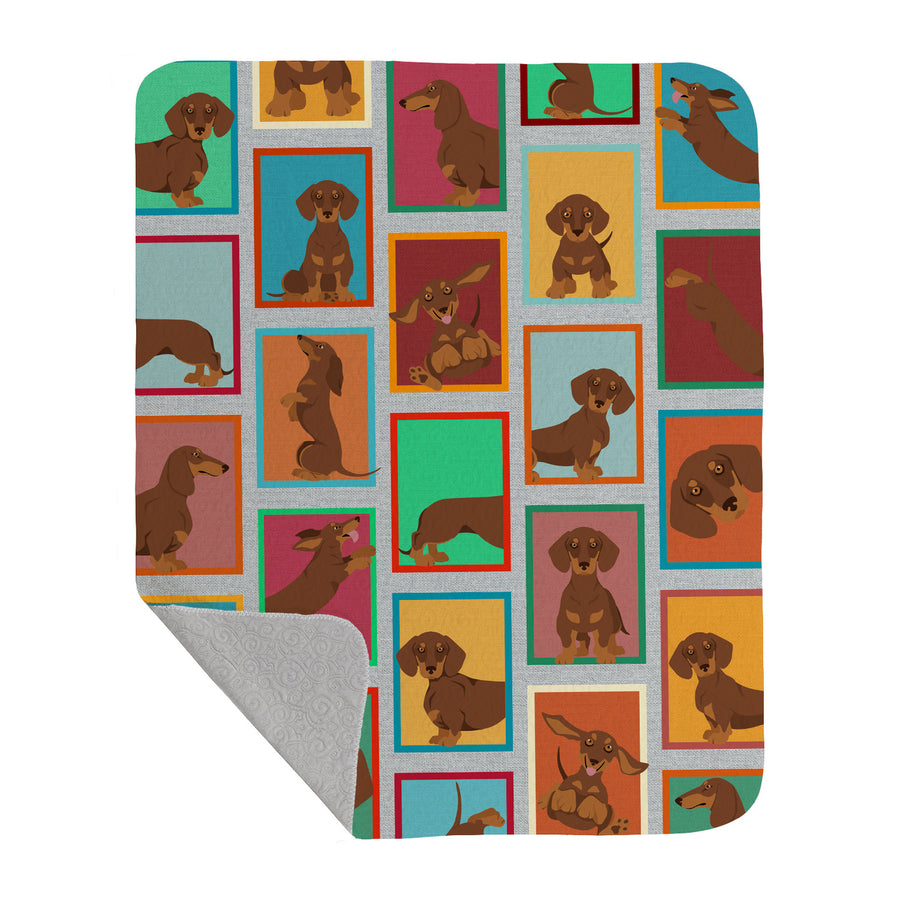 Lots of Chocolate and Tan Dachshund Quilted Blanket 50x60 Image 1