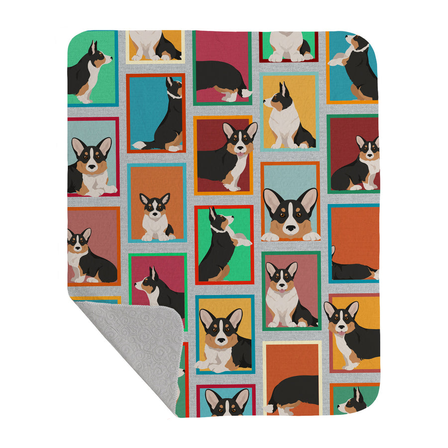 Lots of Tricolor Cardigan Corgi Quilted Blanket 50x60 Image 1