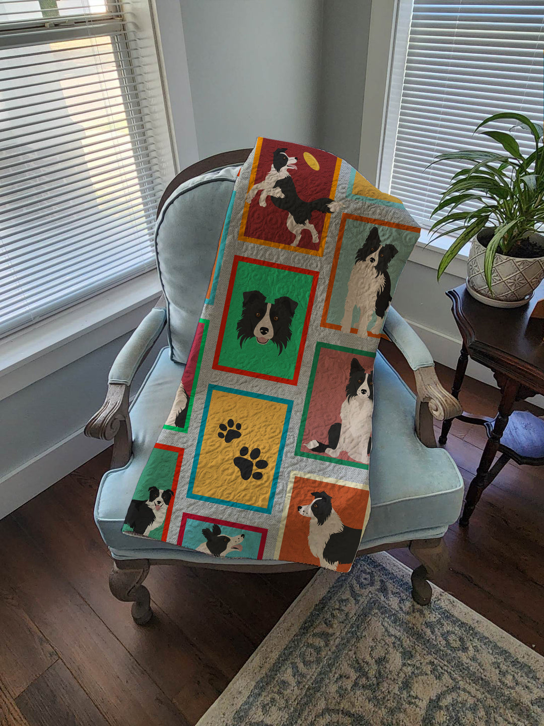 Lots of Border Collie Quilted Blanket 50x60 Image 4