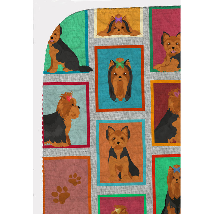 Lots of Black and Tan Yorkie Quilted Blanket 50x60 Image 5