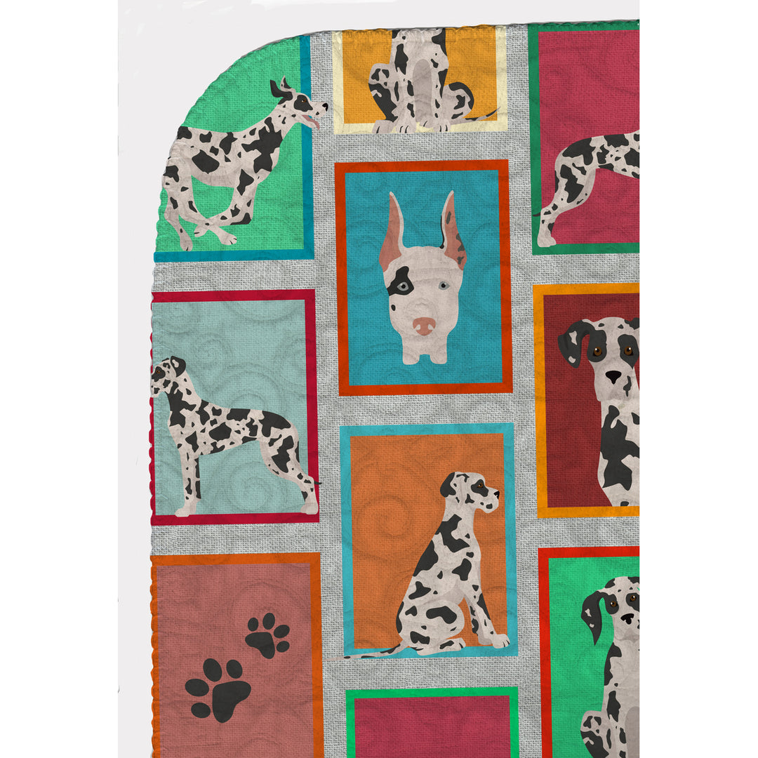 Lots of Harlequin Natural Ears Great Dane Quilted Blanket 50x60 Image 5