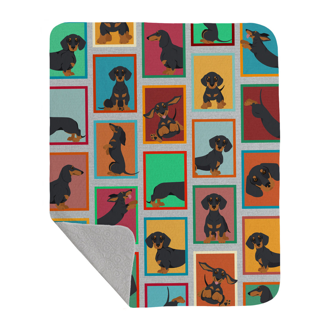 Lots of Black and Tan Dachshund Quilted Blanket 50x60 Image 1