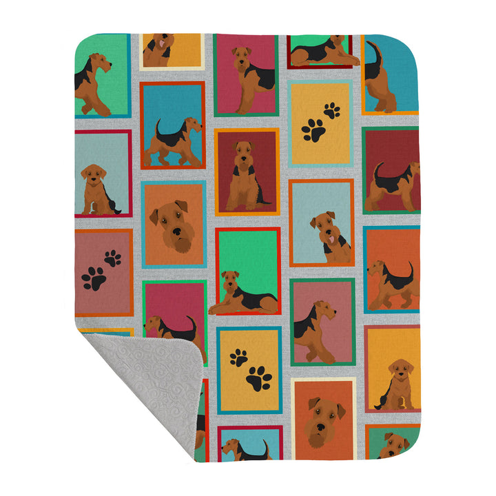 Lots of Airedale Terrier Quilted Blanket 50x60 Image 1