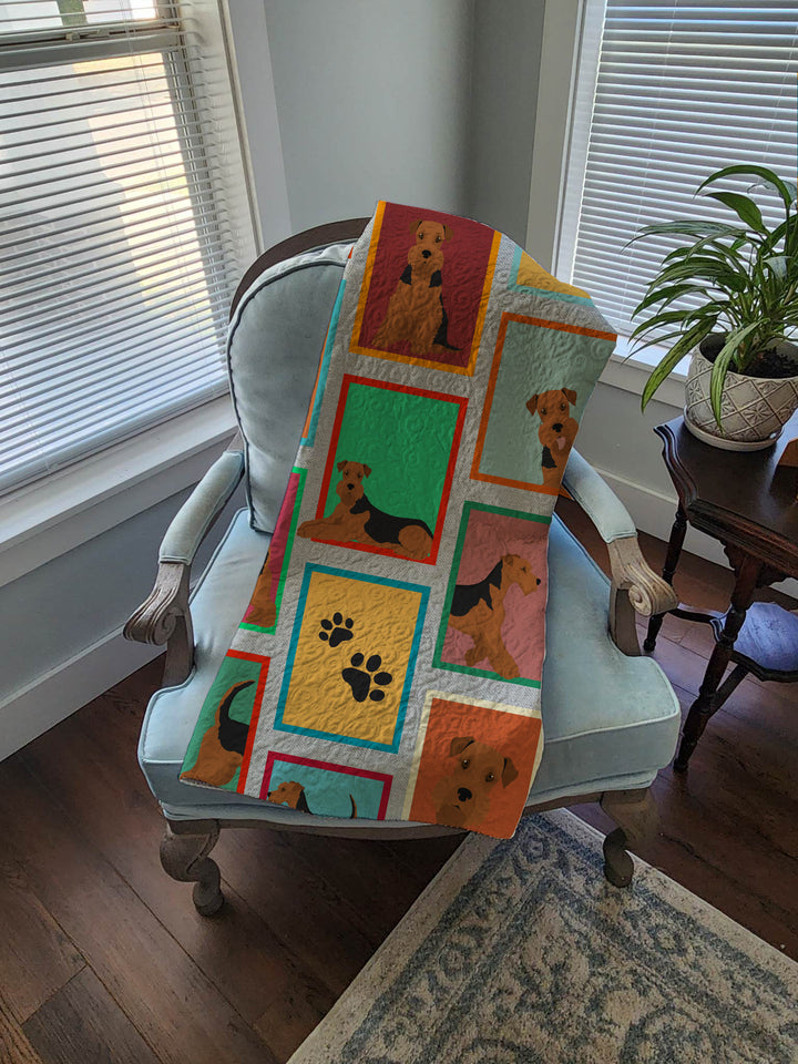 Lots of Airedale Terrier Quilted Blanket 50x60 Image 4