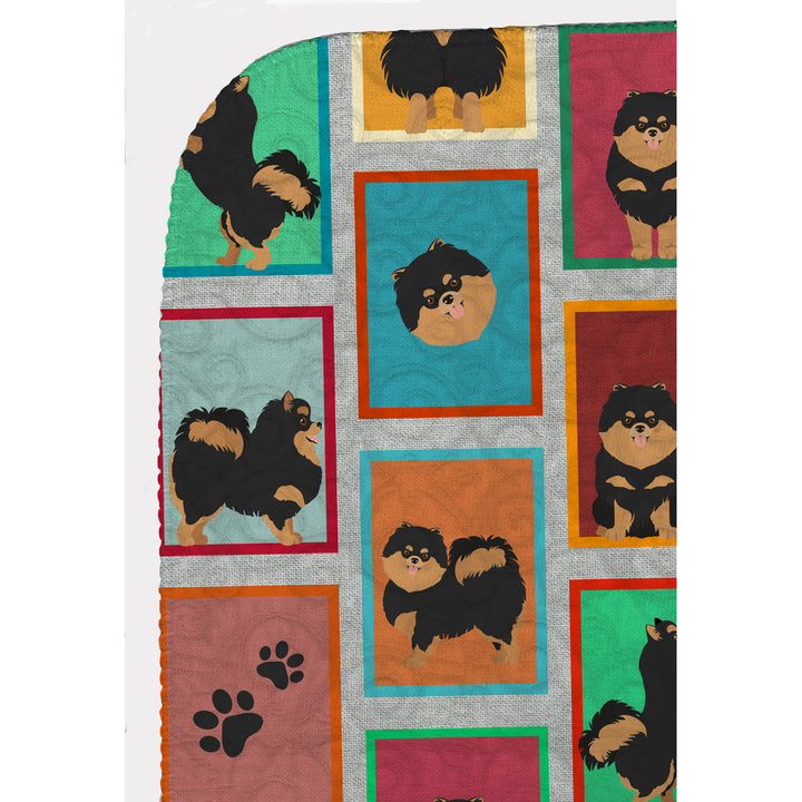 Lots of Black and Tan Pomeranian Quilted Blanket 50x60 Image 5