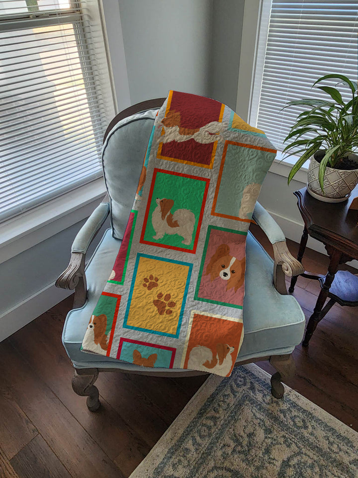 Lots of Red and White Papillon Quilted Blanket 50x60 Image 4