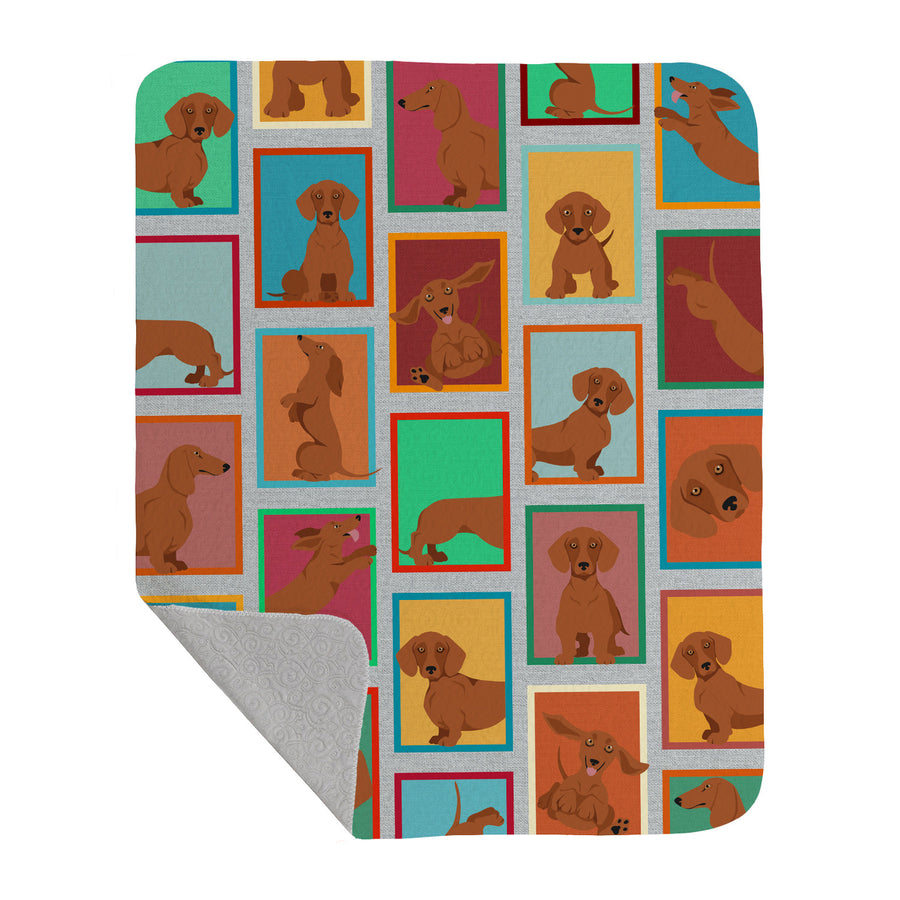 Lots of Red Dachshund Quilted Blanket 50x60 Image 1