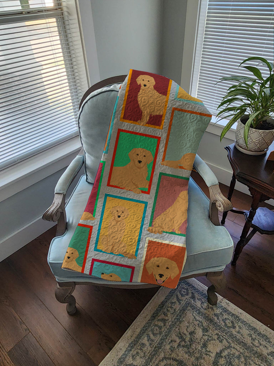 Lots of Golden Retriever Quilted Blanket 50x60 Image 4