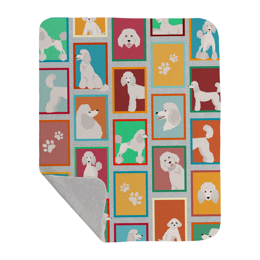 Lots of White Standard Poodle Quilted Blanket 50x60 Image 1