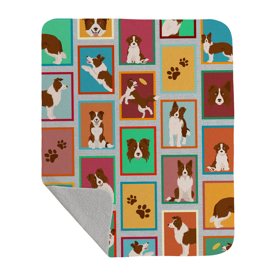 Lots of Red Border Collie Quilted Blanket 50x60 Image 1