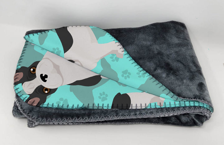 Black and White French Bulldog Soft Travel Blanket with Bag Image 2