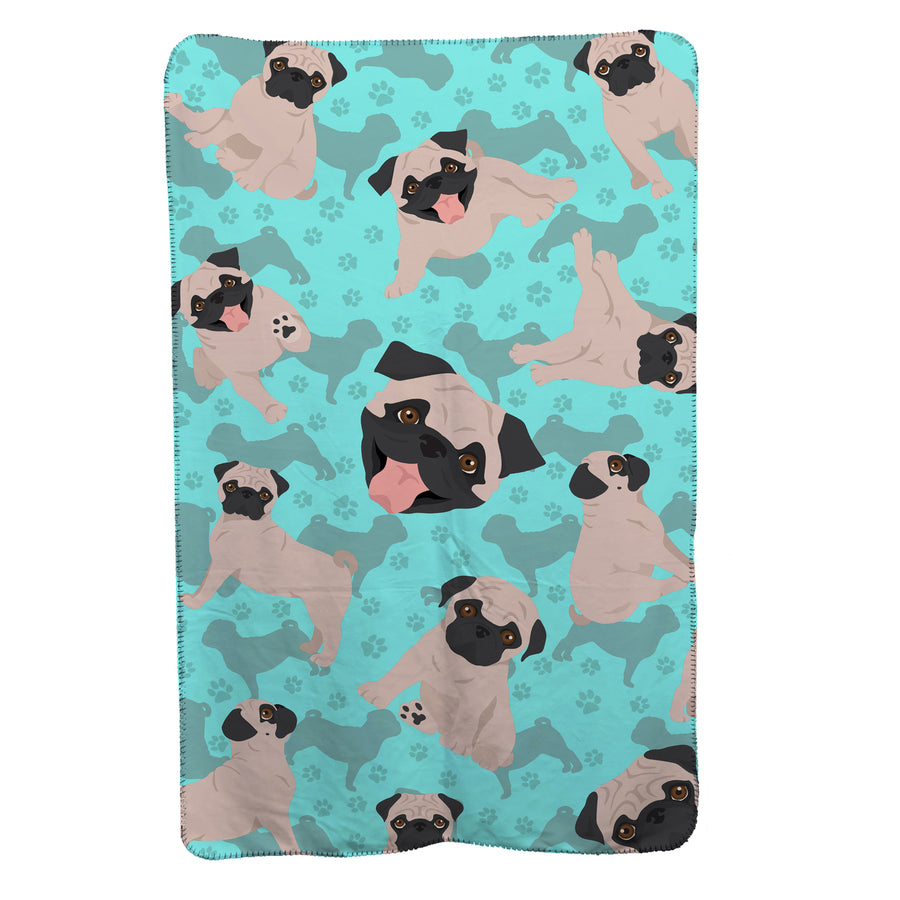 Fawn Pug Soft Travel Blanket with Bag Image 1
