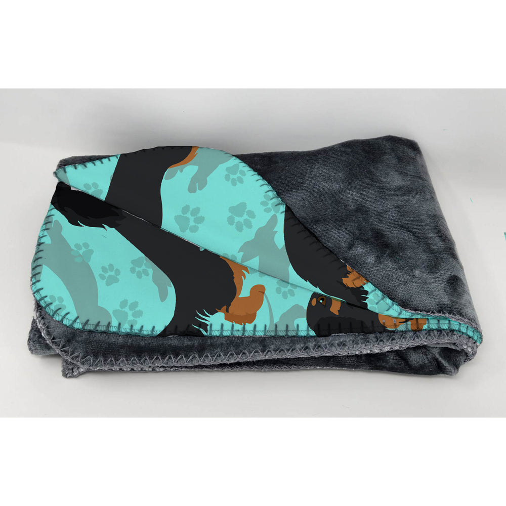 Longhaired Black Tan Dachshund Soft Travel Blanket with Bag Image 2