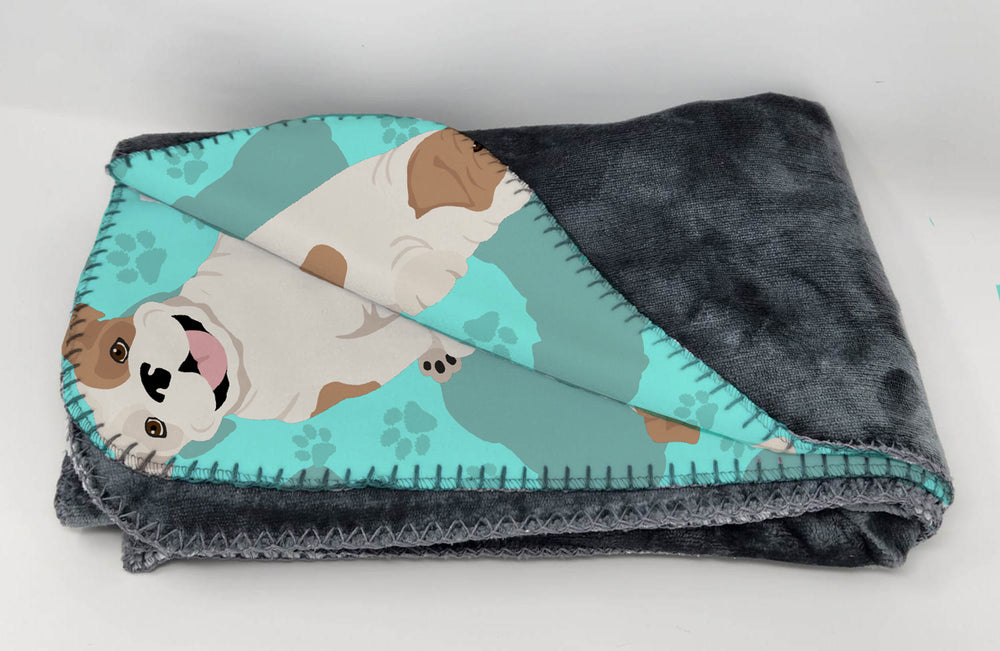 Piebald English Bulldog Soft Travel Blanket with Bag Image 2