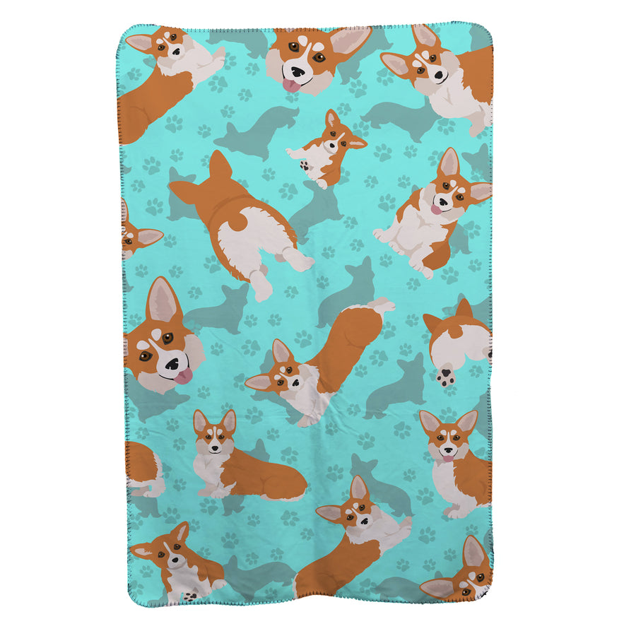 Red and White Pembroke Corgi Soft Travel Blanket with Bag Image 1
