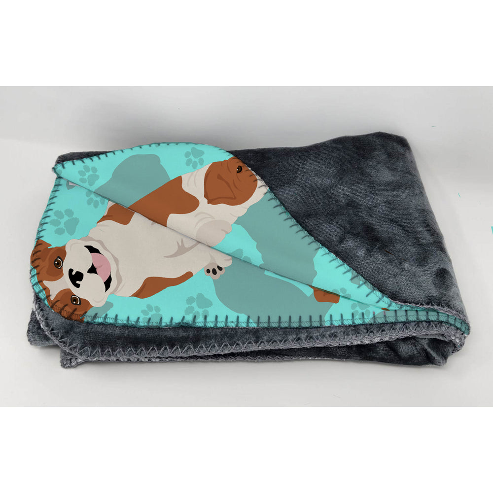 Red and White English Bulldog Soft Travel Blanket with Bag Image 2