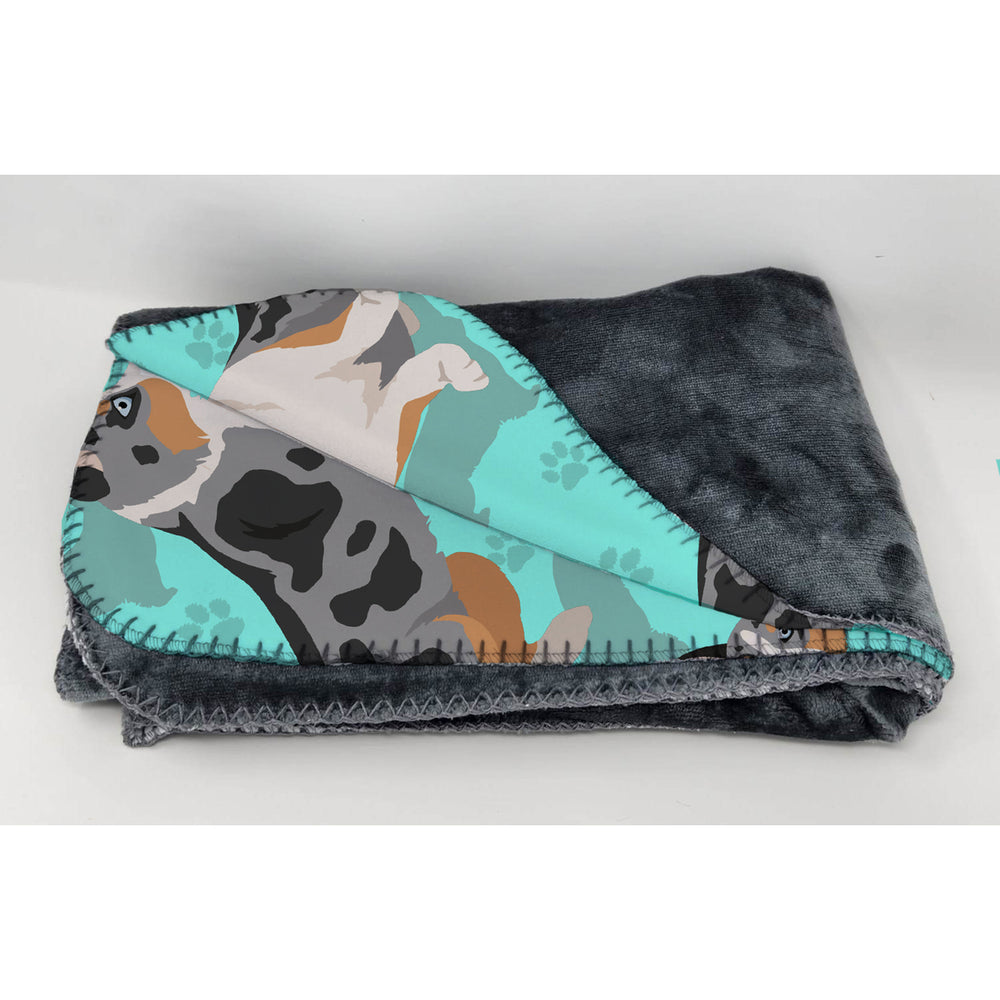 Blue Merle Welsh Cardigan Corgi Soft Travel Blanket with Bag Image 2