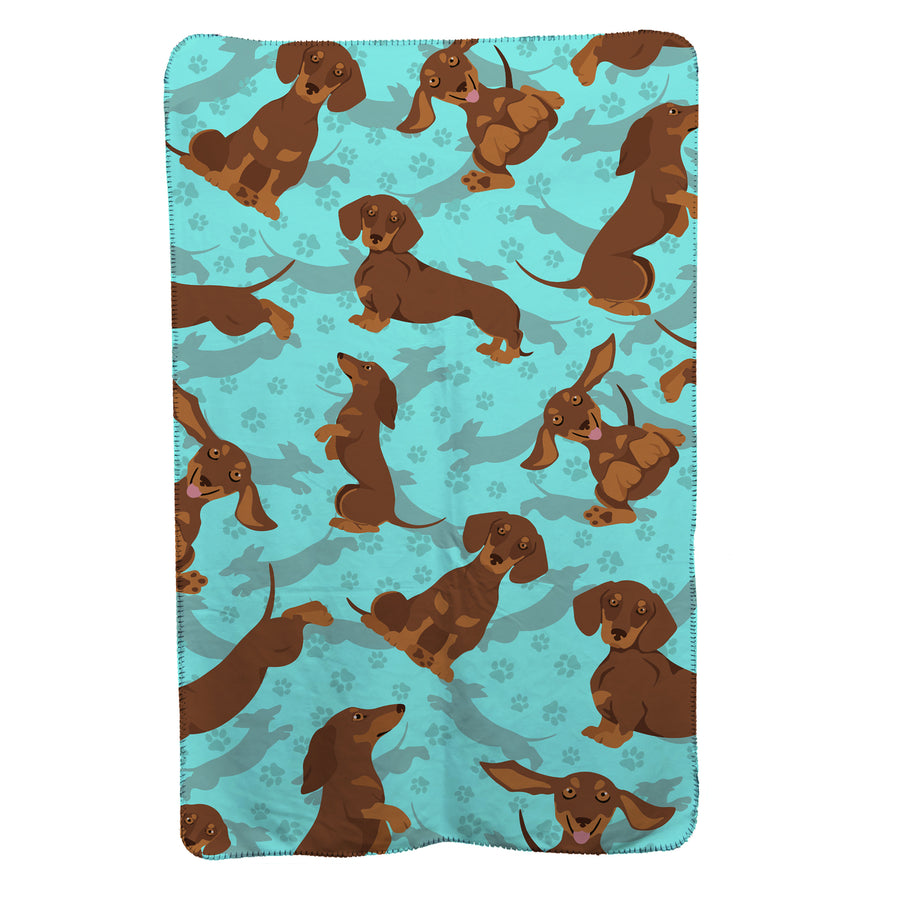 Chocolate and Tan Dachshund Soft Travel Blanket with Bag Image 1