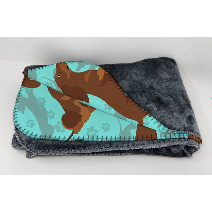 Chocolate and Tan Dachshund Soft Travel Blanket with Bag Image 2