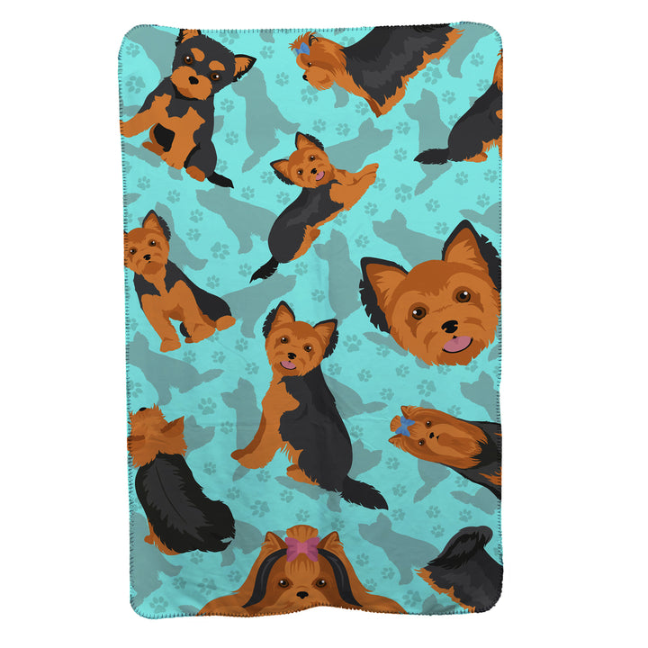 Black and Tan Yorkie Soft Travel Blanket with Bag Image 1