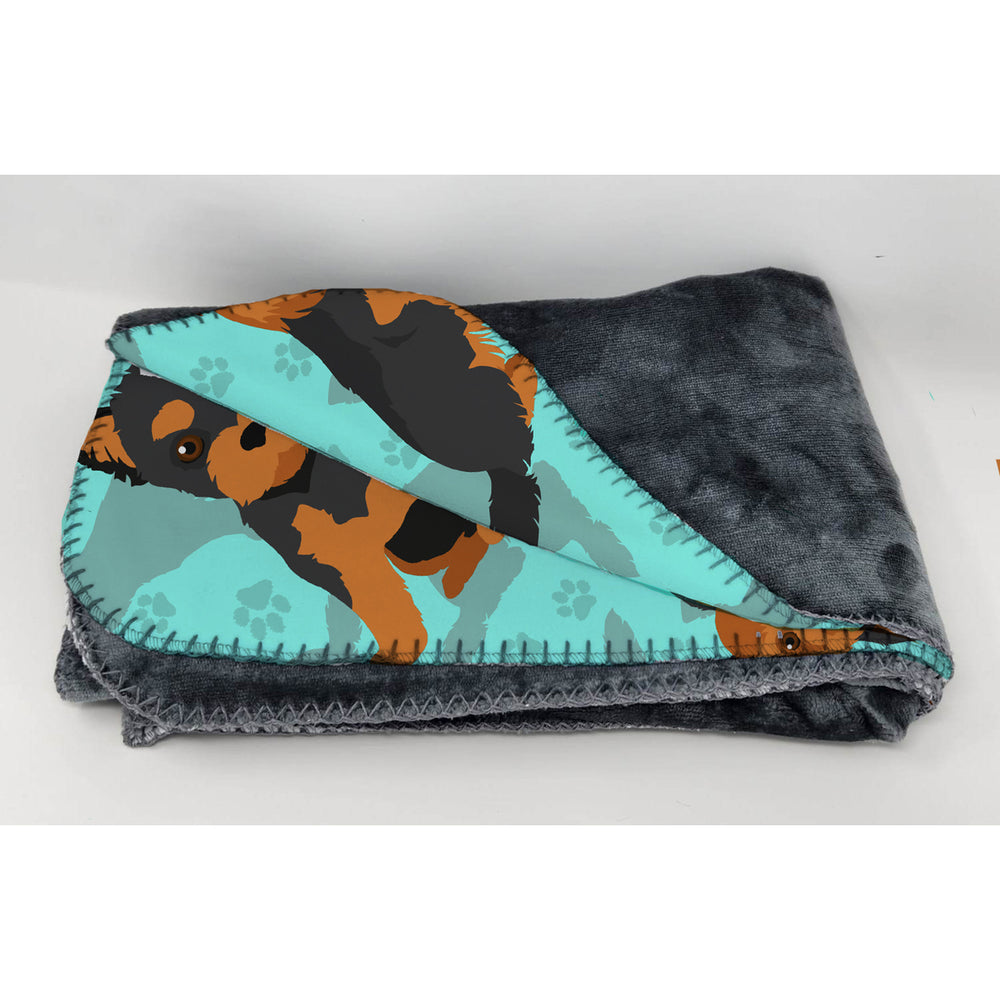 Black and Tan Yorkie Soft Travel Blanket with Bag Image 2