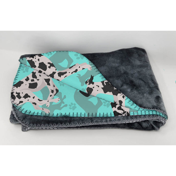 Harlequin Natural Ears Great Dane Soft Travel Blanket with Bag Image 2