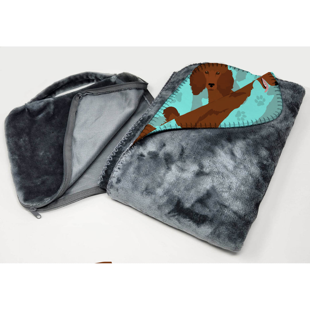 Chocolate Standard Poodle Soft Travel Blanket with Bag Image 3