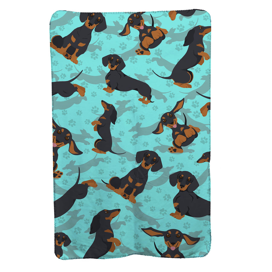 Black and Tan Dachshund Soft Travel Blanket with Bag Image 1