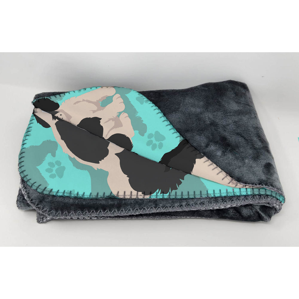 Black and White English Springer Spaniel Soft Travel Blanket with Bag Image 2