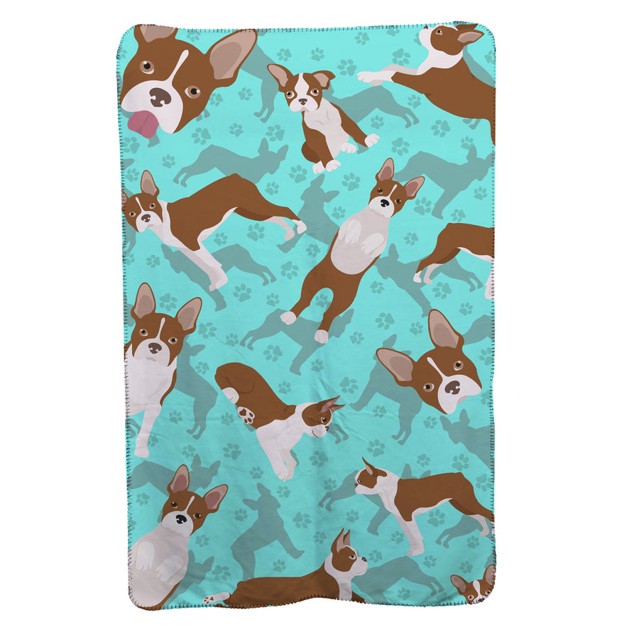 Red Boston Terrier Soft Travel Blanket with Bag Image 1