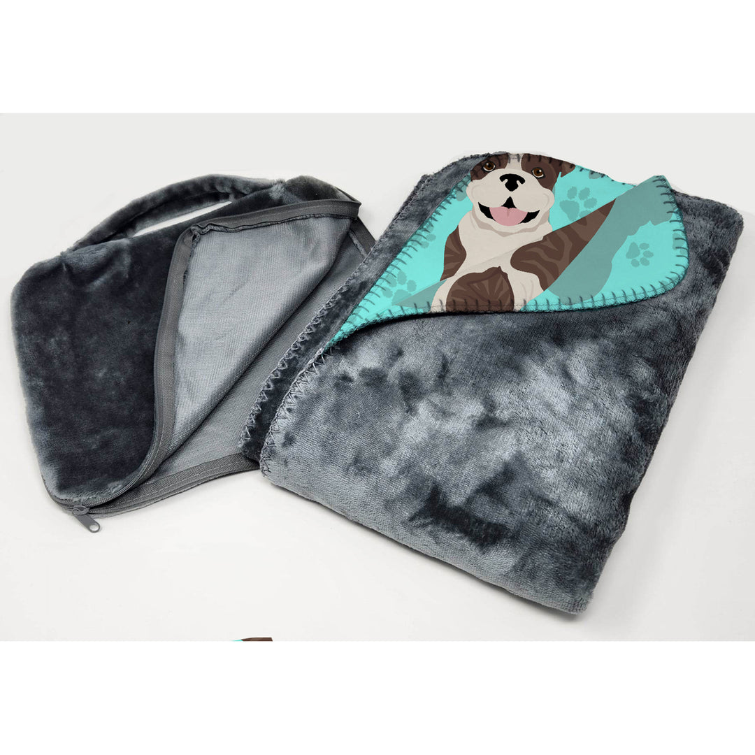 Brindle English Bulldog Soft Travel Blanket with Bag Image 3