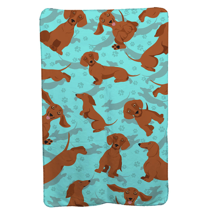 Red Dachshund Soft Travel Blanket with Bag Image 1