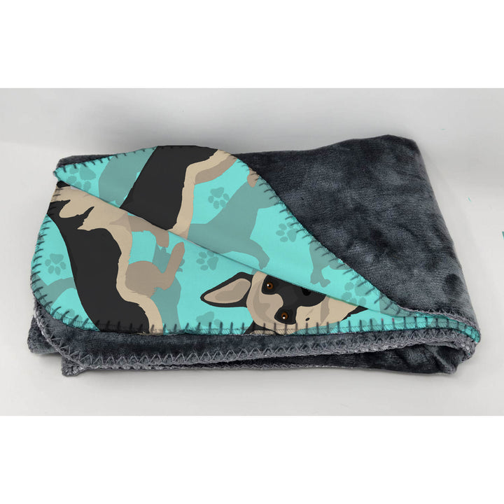 Black and Silver German Shepherd Soft Travel Blanket with Bag Image 2