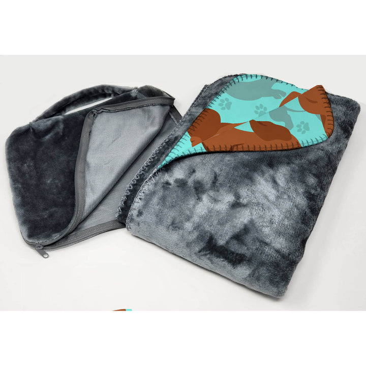 Red Dachshund Soft Travel Blanket with Bag Image 3