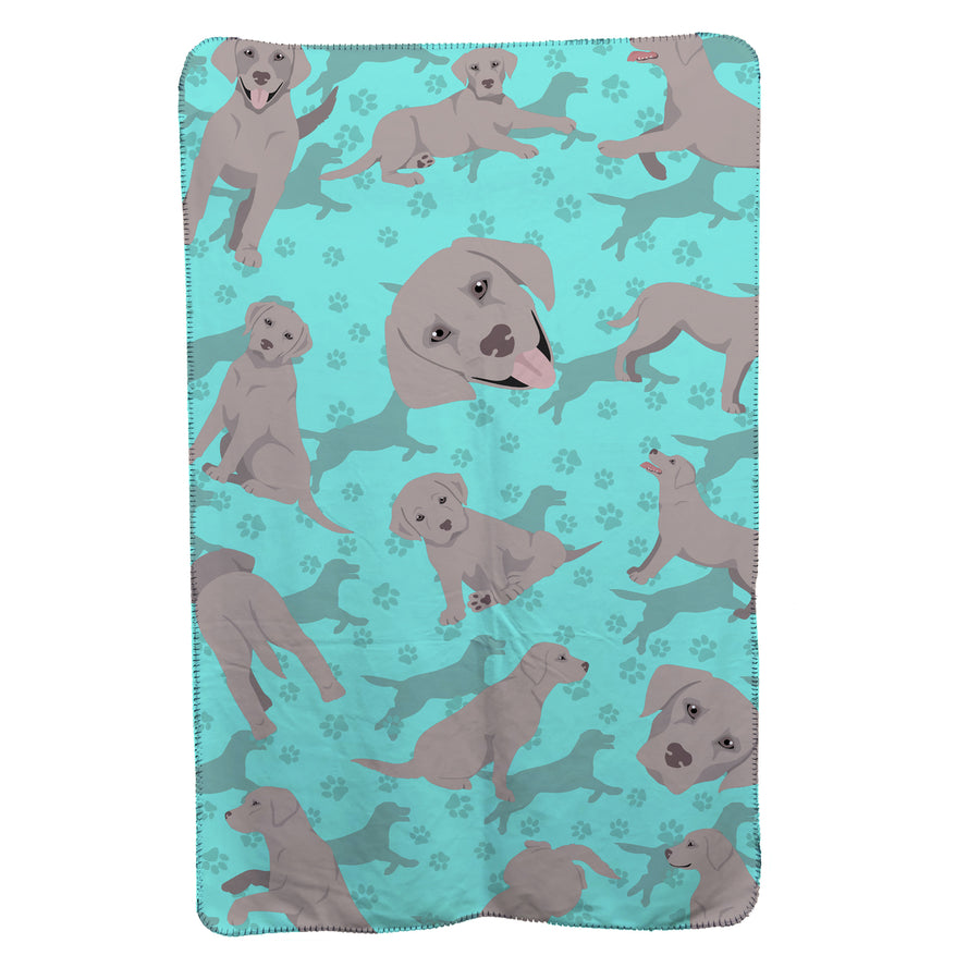 Grey Labrador Retriever Soft Travel Blanket with Bag Image 1
