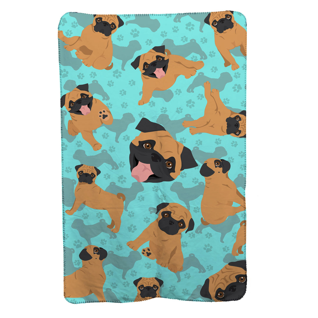 Apricot Pug Soft Travel Blanket with Bag Image 1