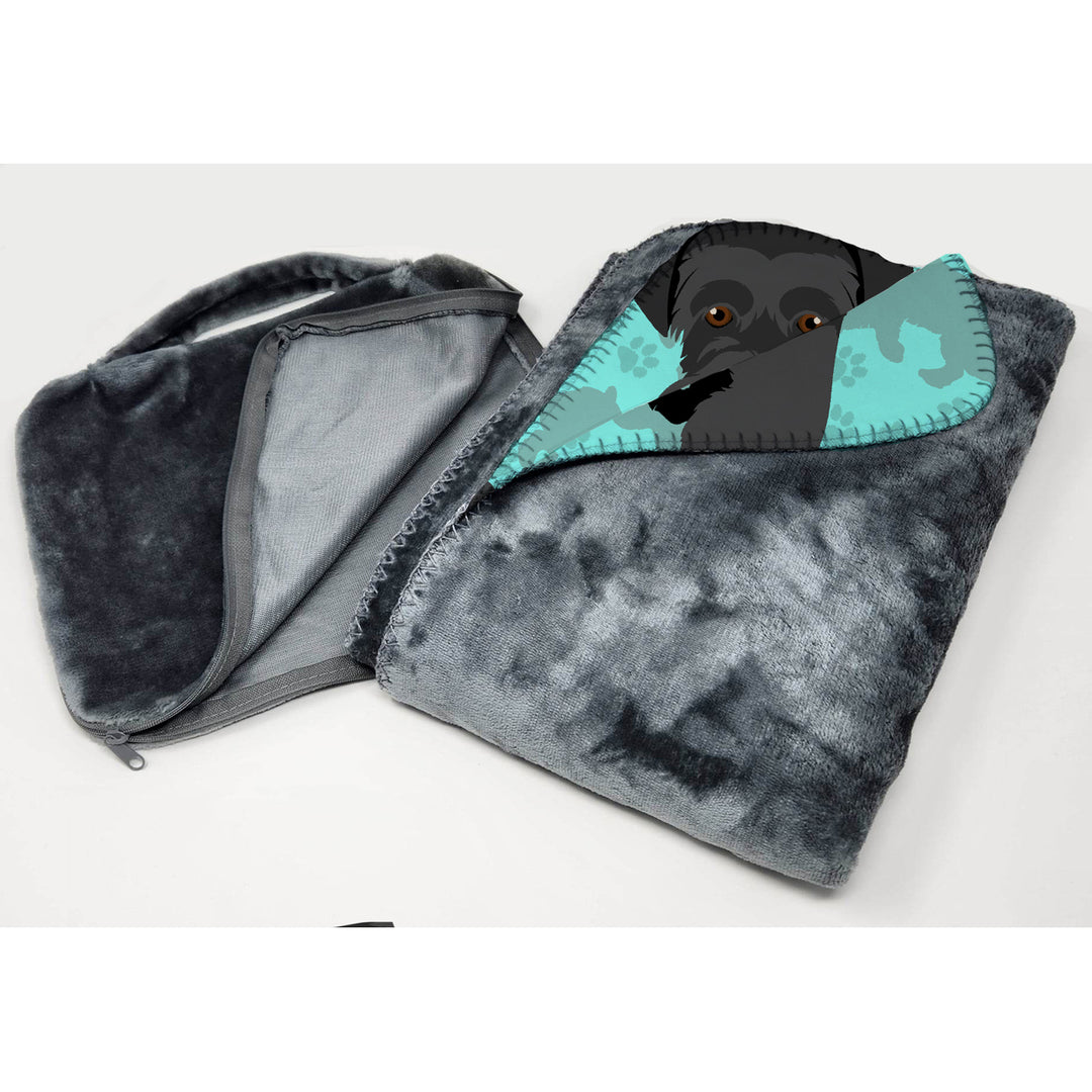 Black Schnauzer Soft Travel Blanket with Bag Image 3
