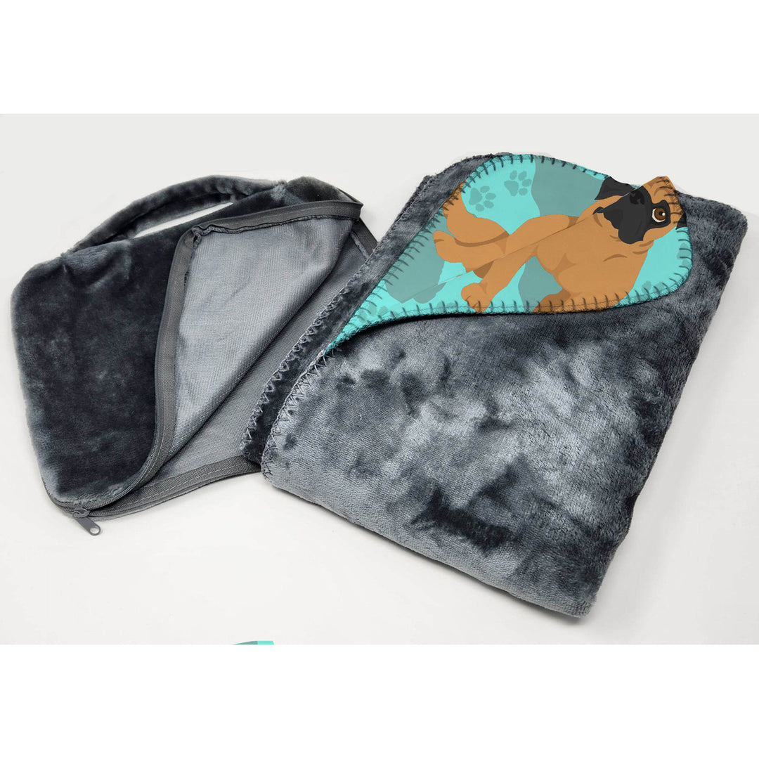 Apricot Pug Soft Travel Blanket with Bag Image 3