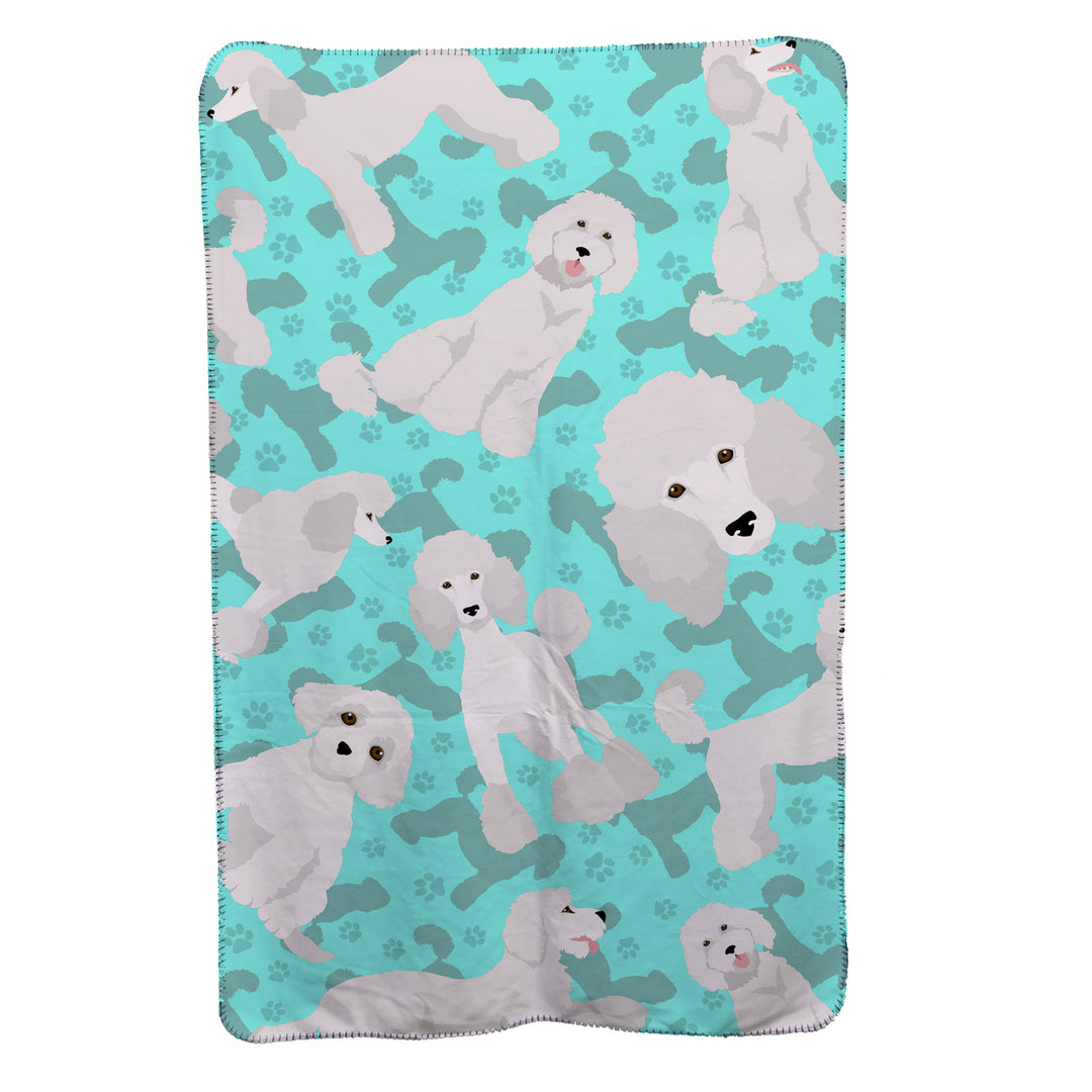 White Standard Poodle Soft Travel Blanket with Bag Image 1