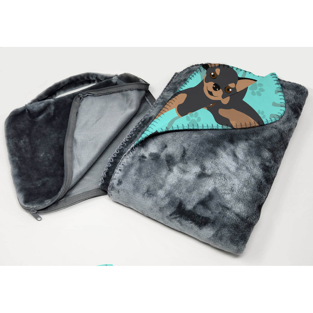 Black and Tan Chihuahua Soft Travel Blanket with Bag Image 3