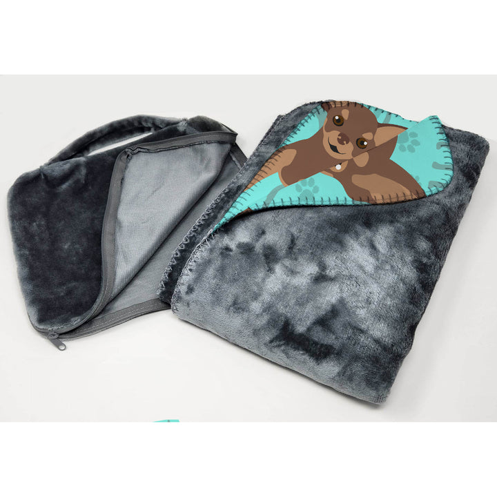 Chocolate Chihuahua Soft Travel Blanket with Bag Image 3