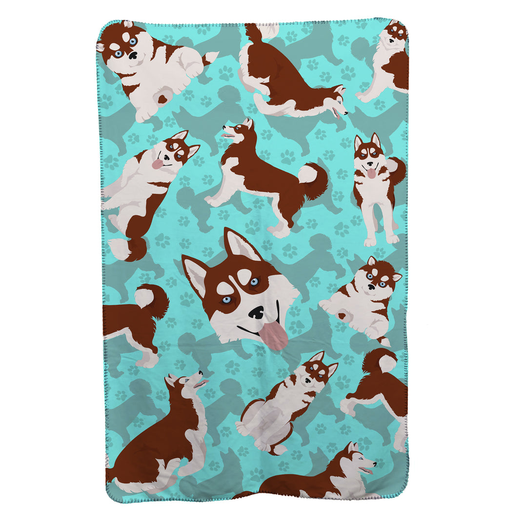 Red Siberian Husky Soft Travel Blanket with Bag Image 1